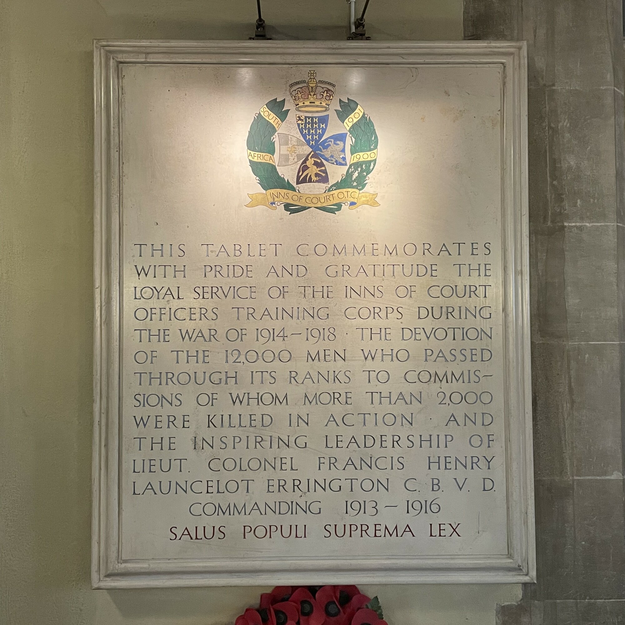 Lincoln's Inn Chapel - WW1 memorial