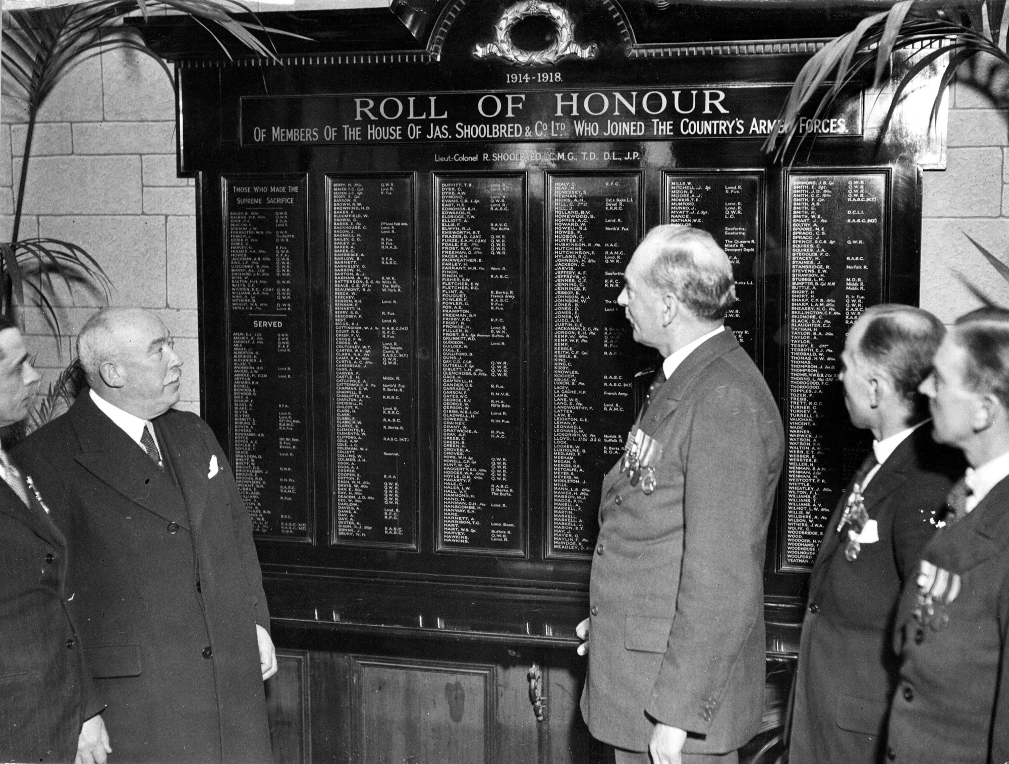 Lieut. Colonel R. Shoolbred, CMG, TD, DL, JP