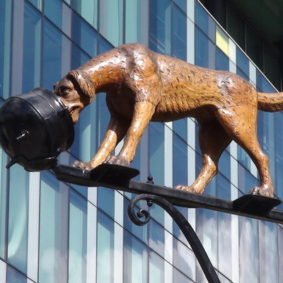 Dog and Pot sculpture