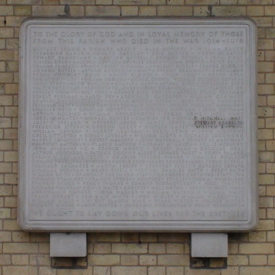 St Peters Eaton Square - WW1 memorial - names