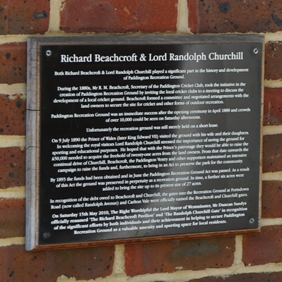Beachcroft and Randolph Churchill - black plaque