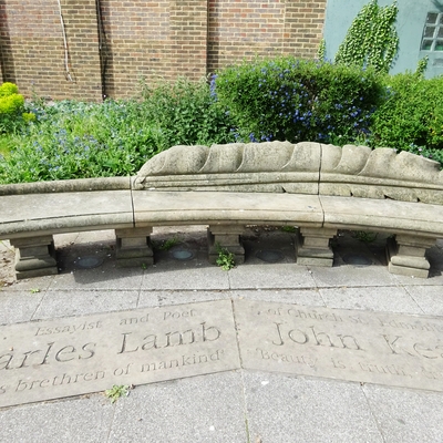 John Keats and Charles Lamb - bench