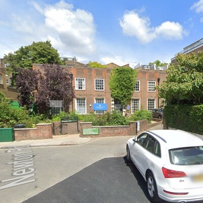 Large blue plaque at Medical Centre