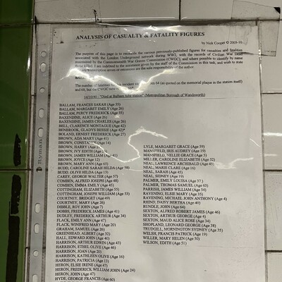 Balham station bombing - analysis of casualty and fatality figures